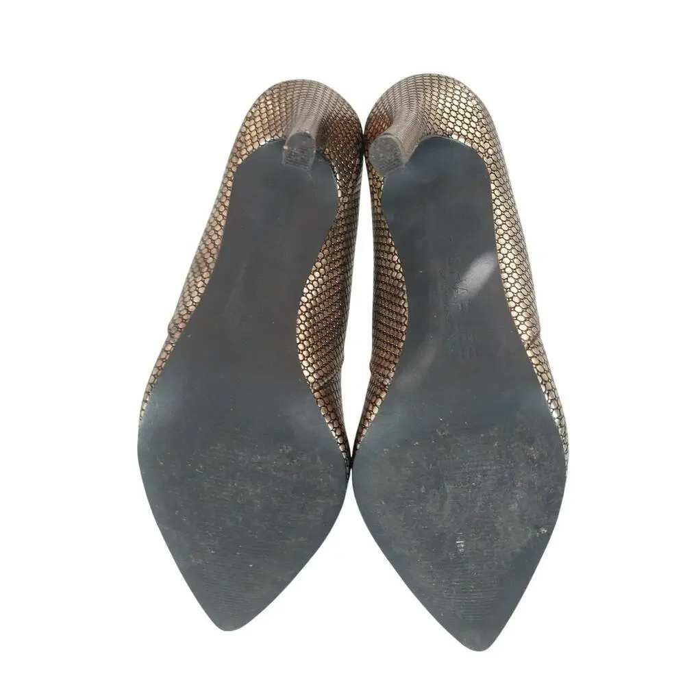 CHARLES DAVID! GORGEOUS BLACK & GOLD MICRO-PATTERNED STILETTO HEELS! SZ 8M